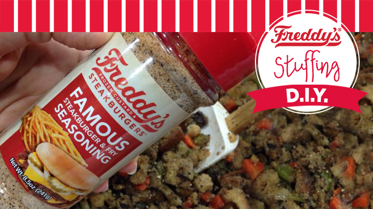 Freddy's Famous seasoning added to stuffing Pinterest post. D.i.y.