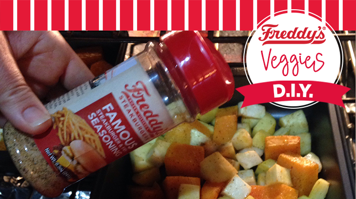 Add Freddy's famous seasoning to veggies! Pinterest post. D.I.Y.